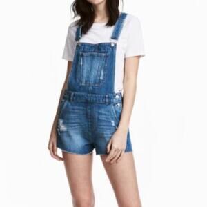 H&M - Denim Overall Shorts - Size 4